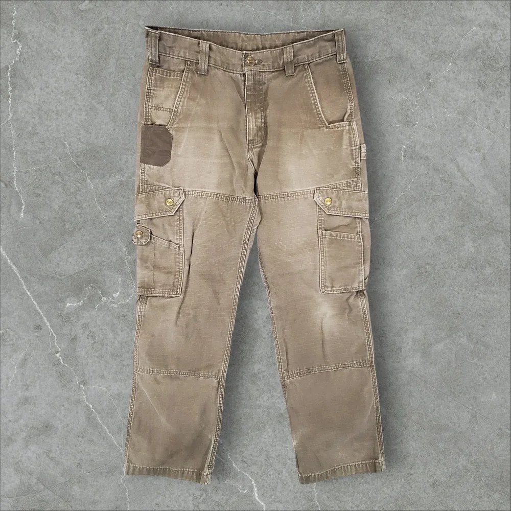 Carhartt Cargo Pants Mens 32x30 Brown B342 DFE Relaxed Fit Ripstop Distressed
